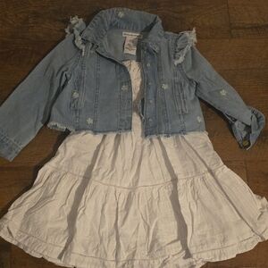 cupcakes & cashmere Blue Jean Jacket with White Dress
